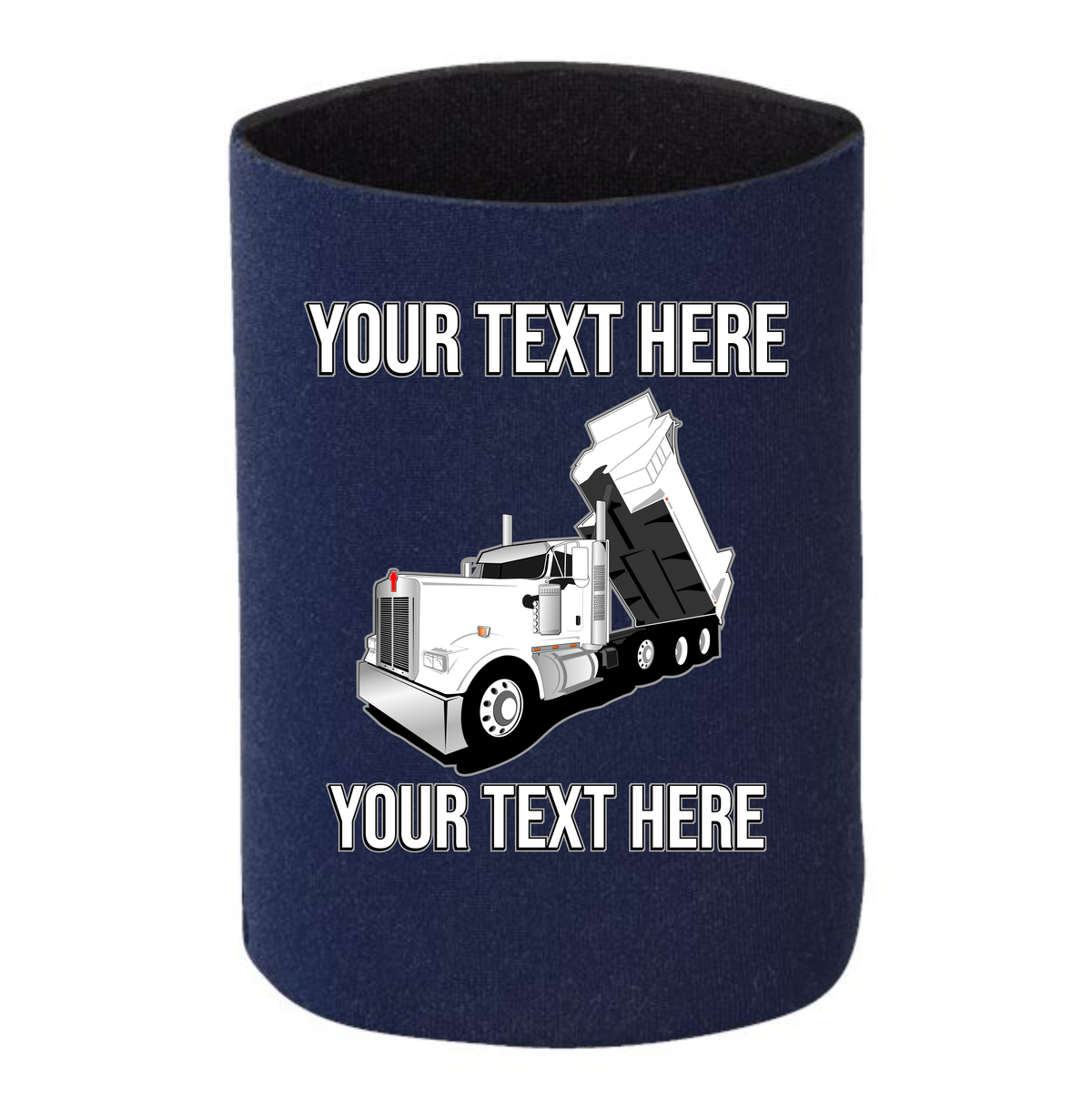 Kenworth W990 Dump Truck - 1 DOZEN Can Cooler Koozies - Your Text Here - Free Shipping