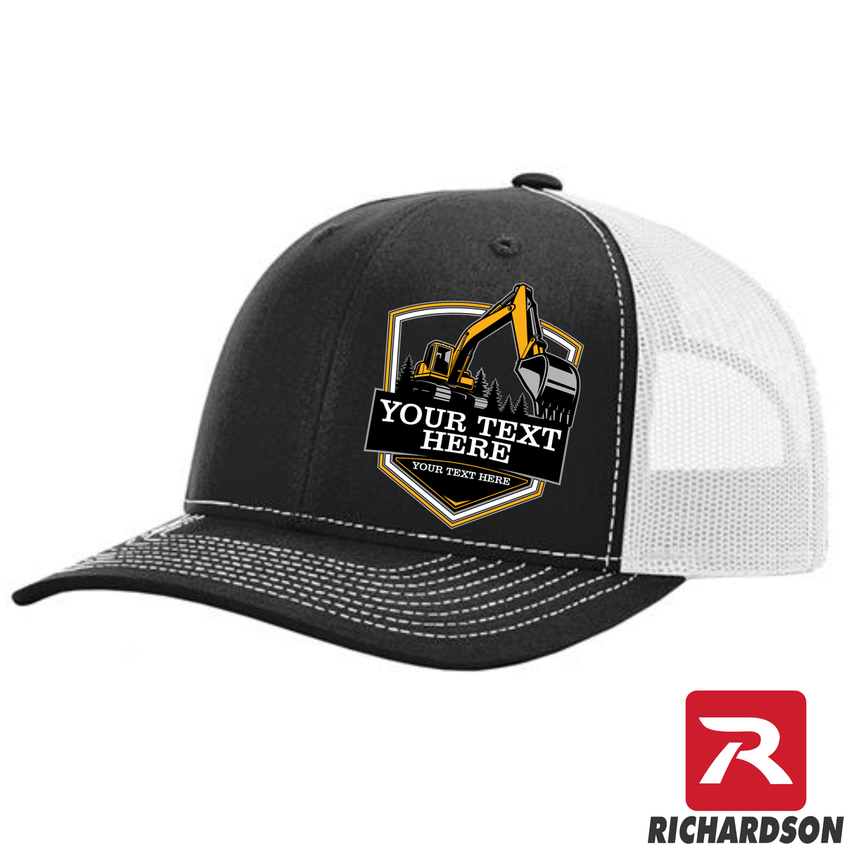 Excavator Trees Prism - Your Text Here - Richardson 112 Trucker Snapback Hats - Free Shipping