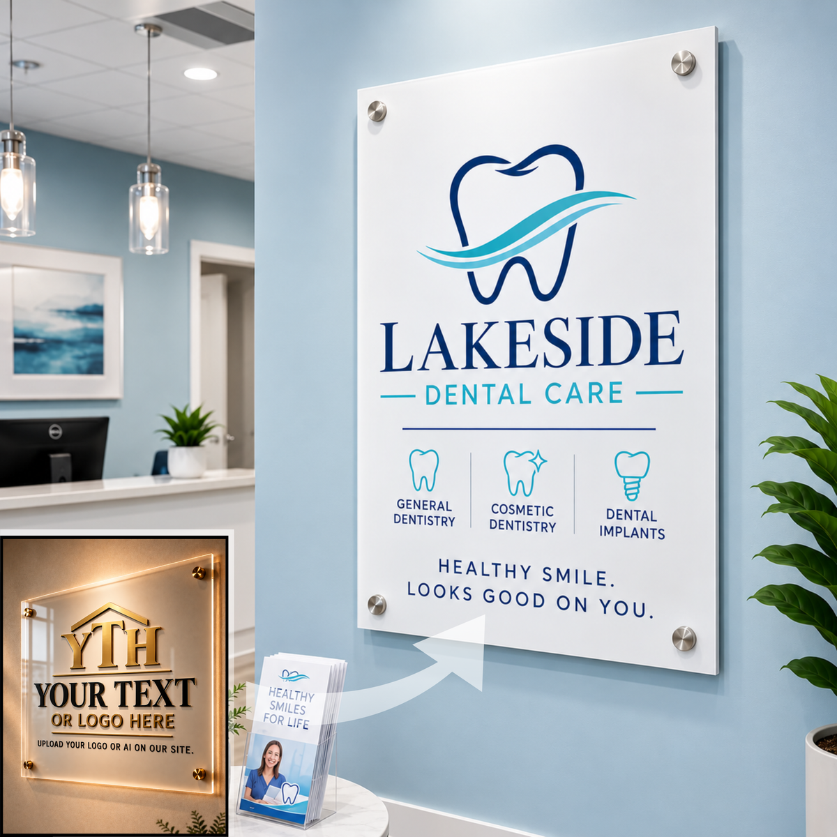 Acrylic Sign Vertical Rectangle - Your Logo or Text Here - Free Shipping