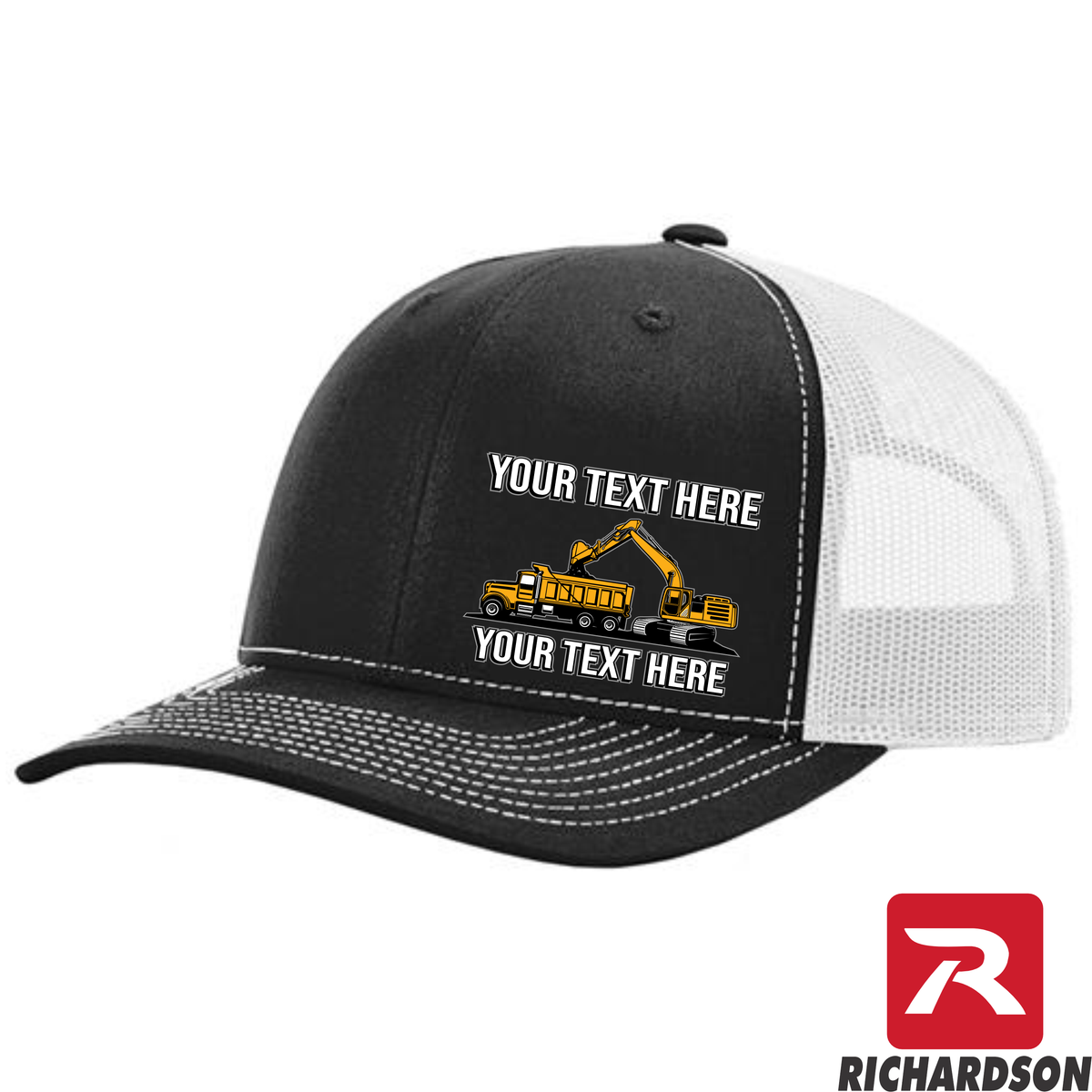 Excavator Dump Truck Loading  - Your Text Here - Richardson 112 - Trucker Snapback Hats - Free Shipping