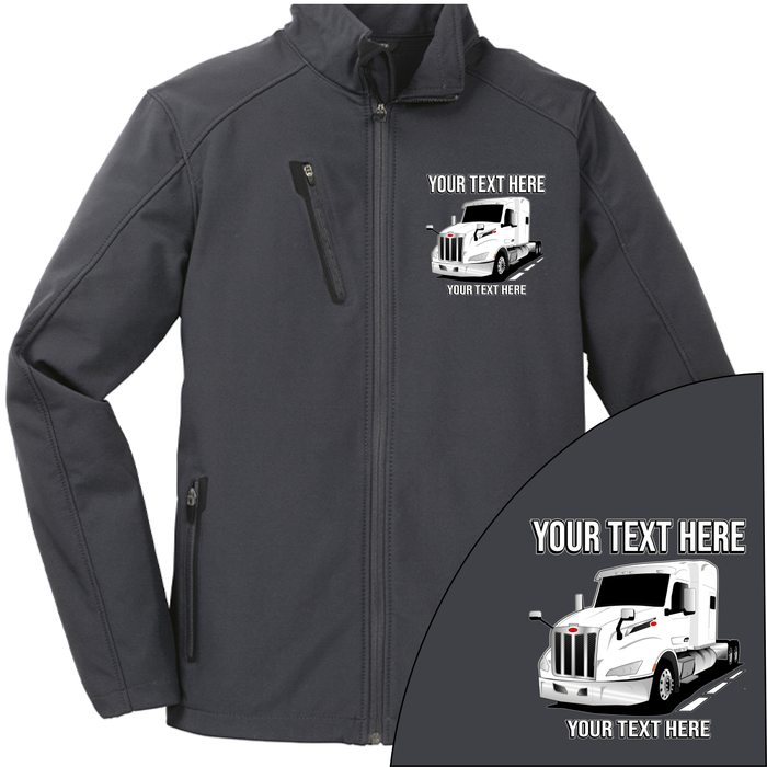 Peterbilt 579 Full Truck - Your Text Here - Port Authority ® Welded Soft Shell Jacket NO HOOD - Free Shipping