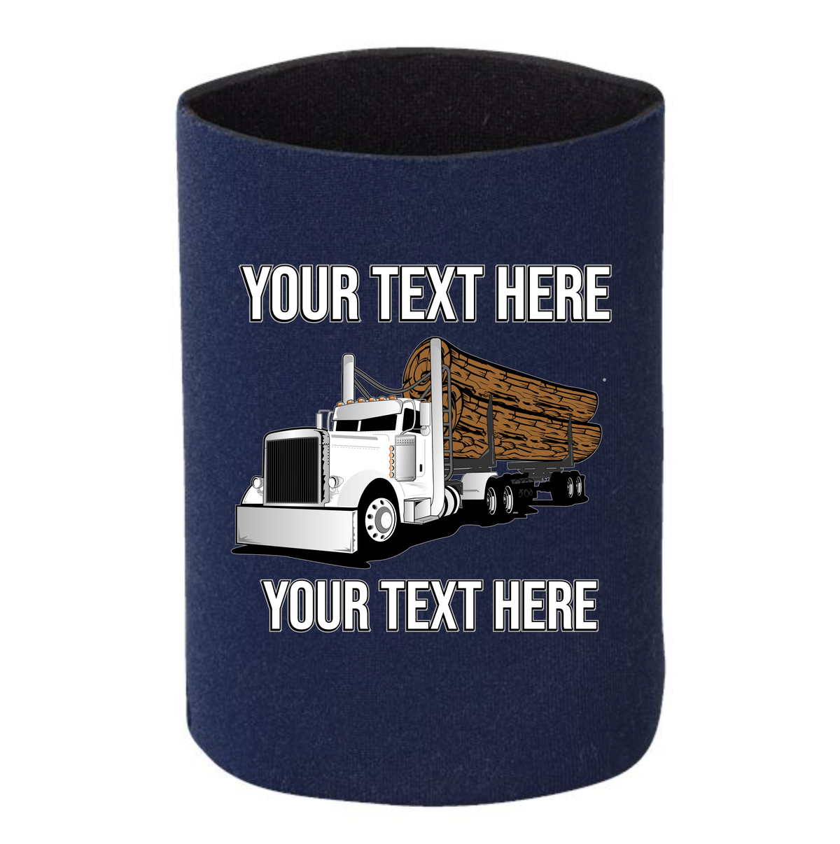 Peterbilt 379 Log Hauler - 1 DOZEN Can Cooler Koozies  - Your Text Here - Free Shipping
