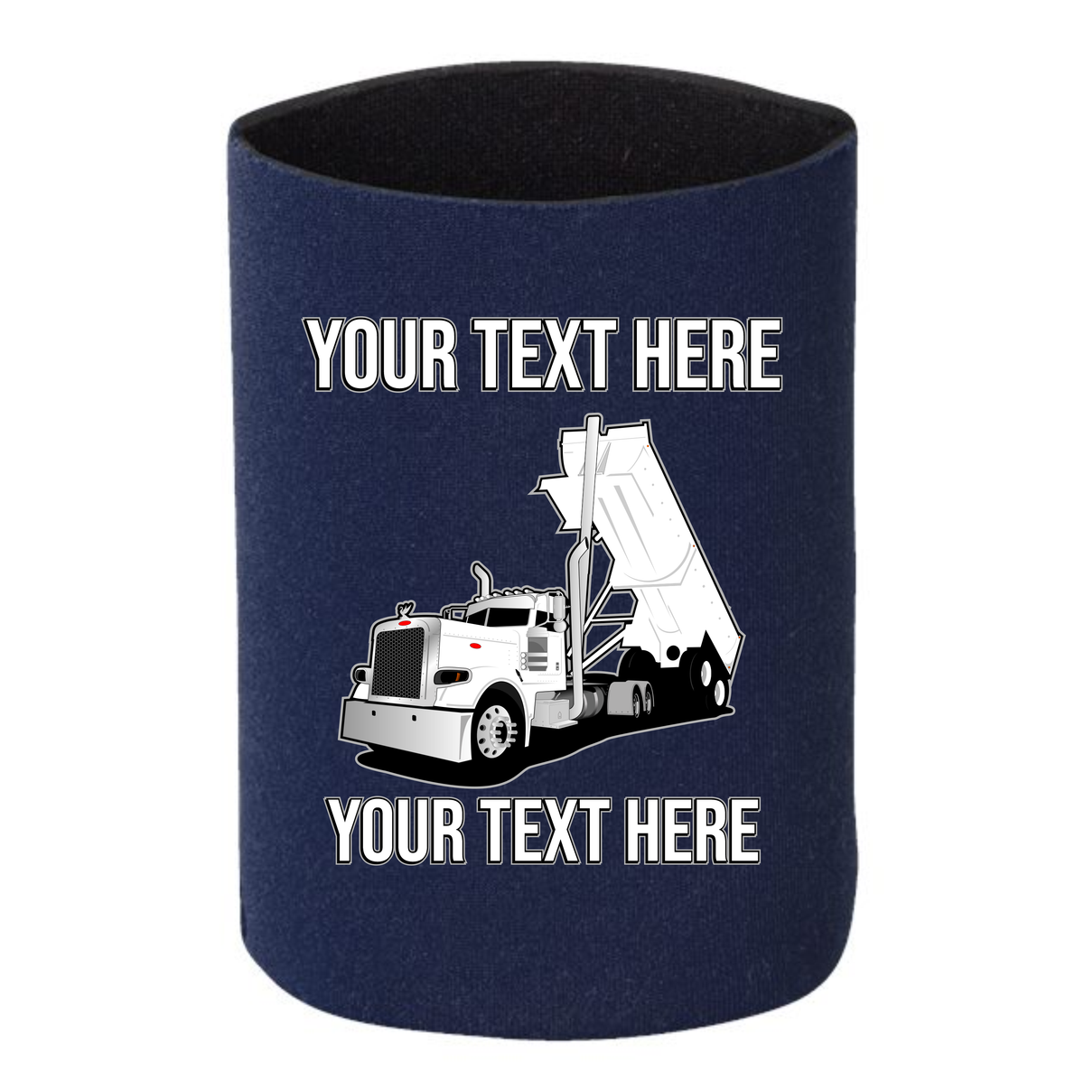 Peterbilt Day Cab End Dump Truck - 1 DOZEN Can Cooler Koozies  - Your Text Here - Free Shipping