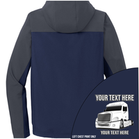 Freightliner Cascadia Full Truck - Your Text Here - Port Authority Hooded Core Soft Shell Jacket  - Free Shipping