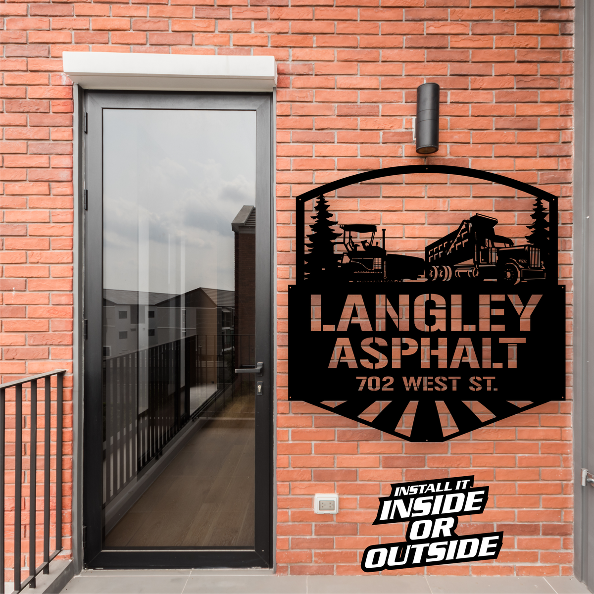 Asphalt Paver Dump Truck Trees Metal Monogram Sign - Free Shipping