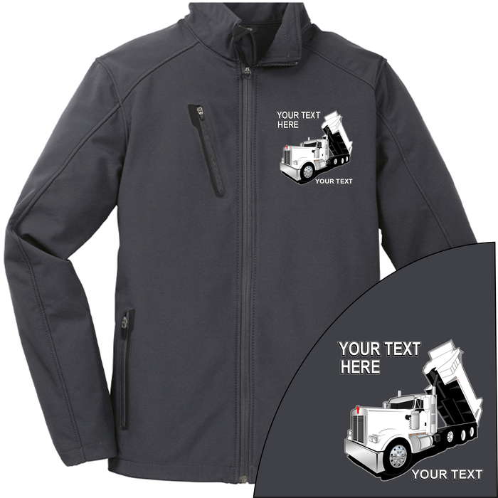 Kenworth Dump Truck - Your Text Here - Port Authority ® Welded  Soft Shell Jacket NO HOOD - Free Shipping