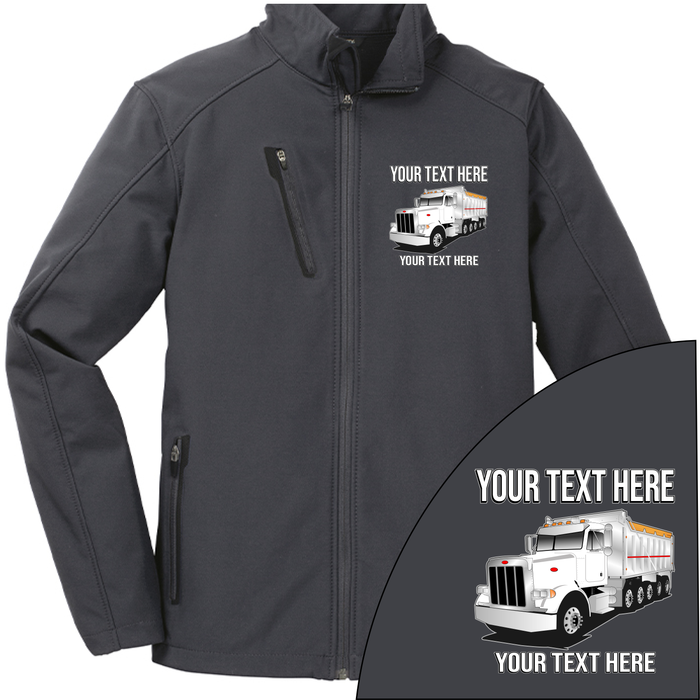 Peterbilt 357 Dump Truck - Your Text Here - Port Authority ® Welded  Soft Shell Jacket NO HOOD - Free Shipping