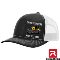 Bull Dozer  - Your Text Here - Richardson 112 Trucker Snapback Hats - Free Shipping