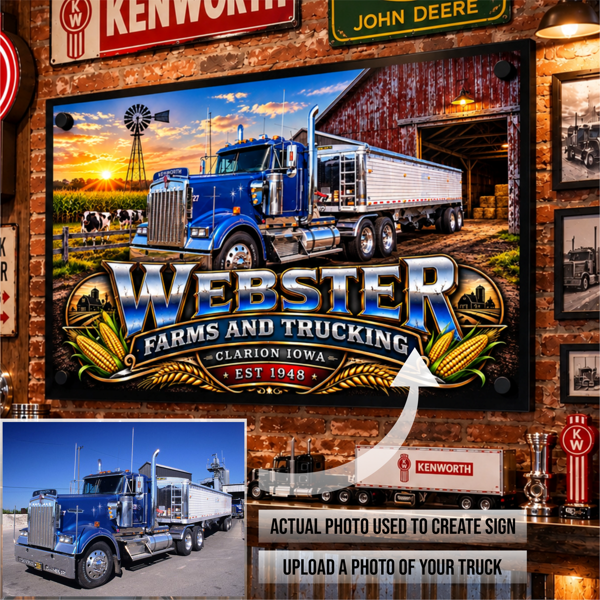 Trucking - Acrylic Sign Horizontal Rectangle   - Your Logo or Text Here - Free Shipping