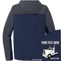 Kenworth W900 Day Cab - Your Text Here - Port Authority Hooded Core Soft Shell Jacket -Free Shipping