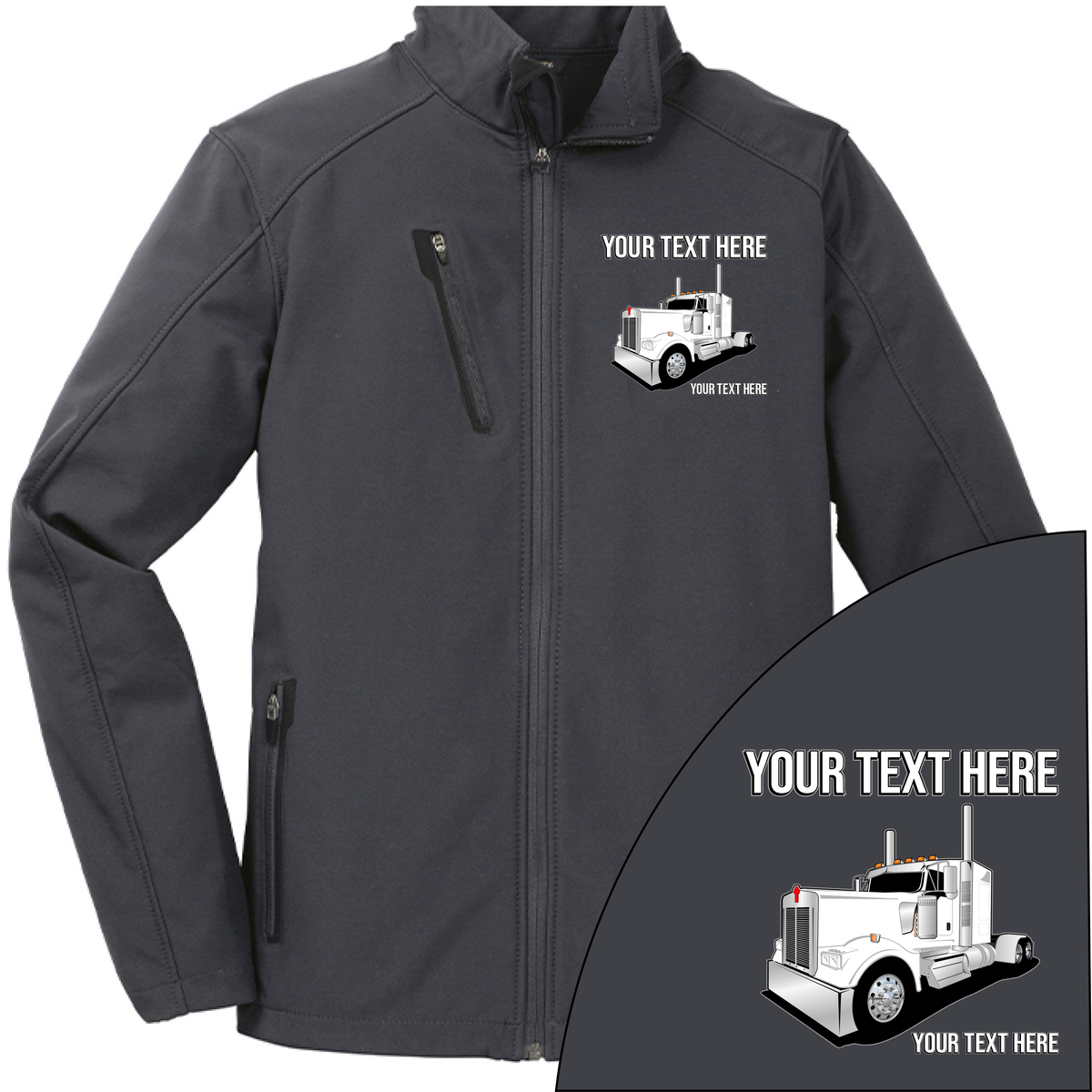 Kenworth Full Truck - Your Text Here - Port Authority ® Welded Soft Shell Jacket NO HOOD - Free Shipping