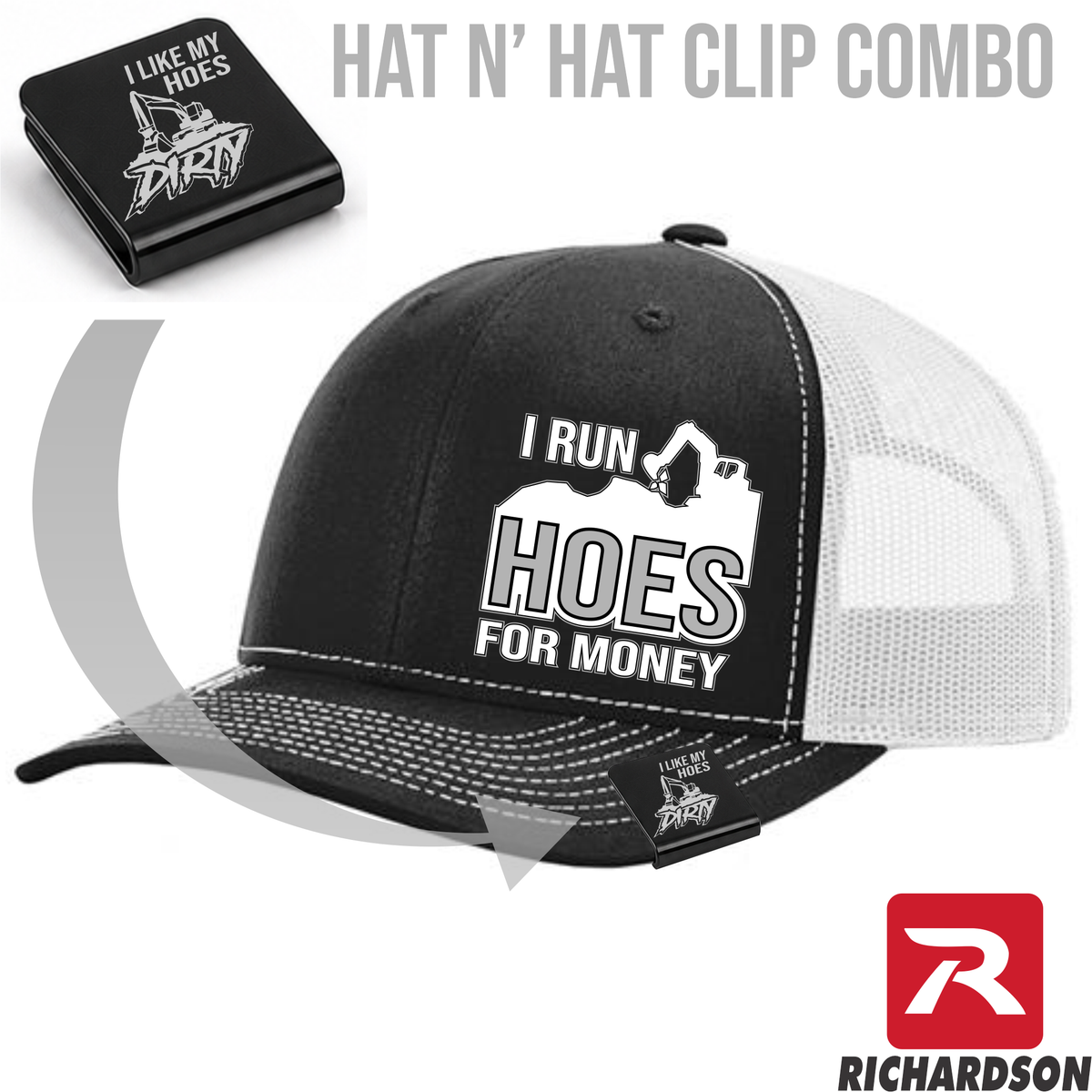 I Run Hoes For Money Hat & Clip Combo - Richardson 112 - Free Shipping