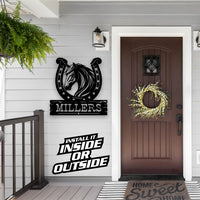Horse Shoe with Horse Head Metal Monogram Sign - Free Shipping
