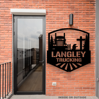 Kenworth W900 Trucker Kneeling at Cross Metal Monogram Sign - Free Shipping