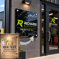Acrylic Sign Square - Your Logo or Text Here - Free Shipping