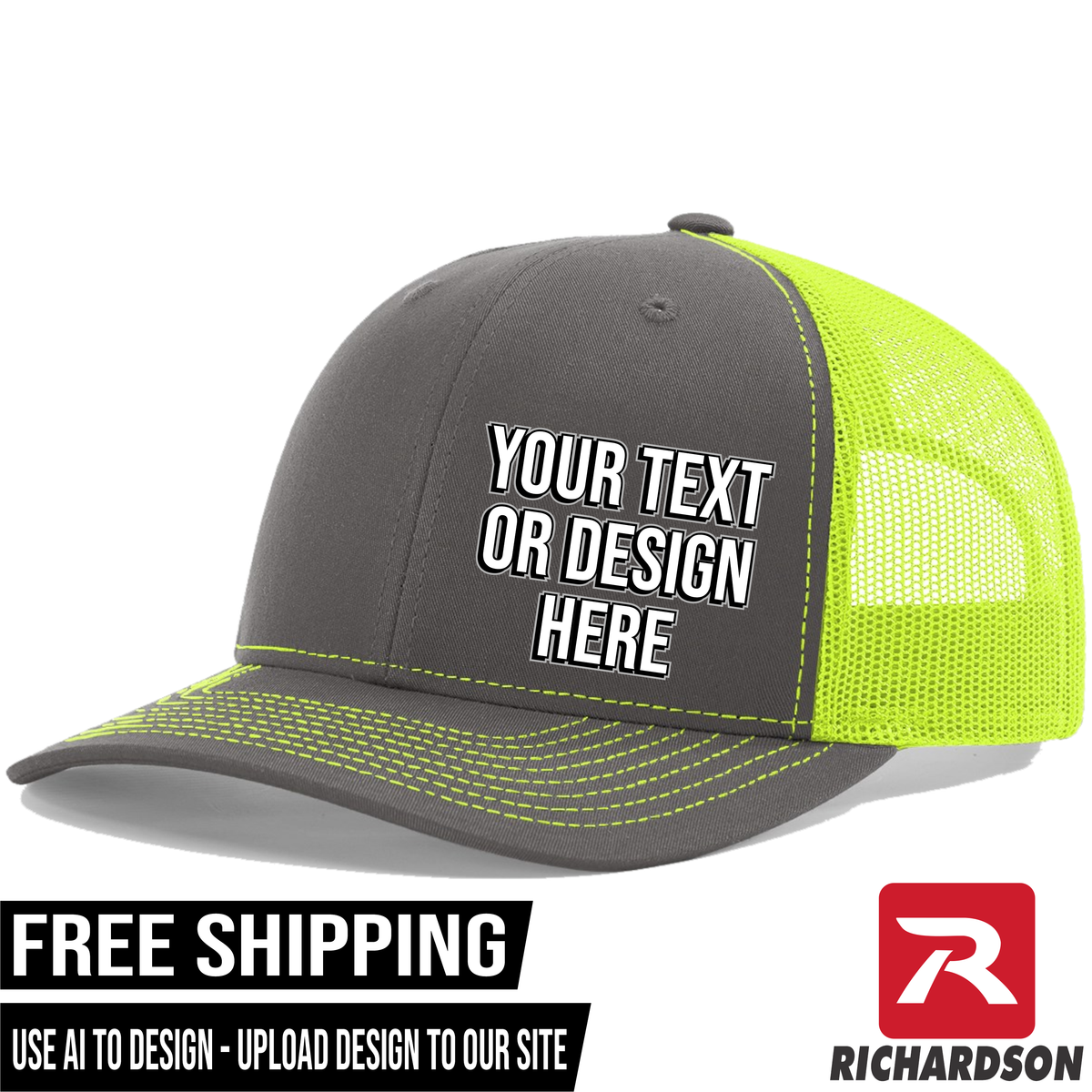 Your Text or Design Here - Richardson 112 6 Panel Hat - Free Shipping