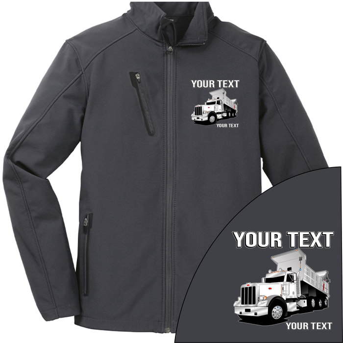 Peterbilt 389 Dump Truck - Your Text Here - Port Authority ® Welded Soft Shell Jacket NO HOOD - Free Shipping