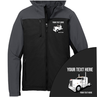 Kenworth Full Truck - Your Text Here - Port Authority Hooded Core Soft Shell Jacket -Free Shipping