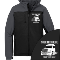 Freightliner Cascadia Full Truck - Your Text Here - Port Authority Hooded Core Soft Shell Jacket  - Free Shipping