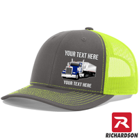 Kenworth W900 Day Cab Dump Trailer -  Richardson 112 Trucker Hat - Your Text Here - Free Shipping