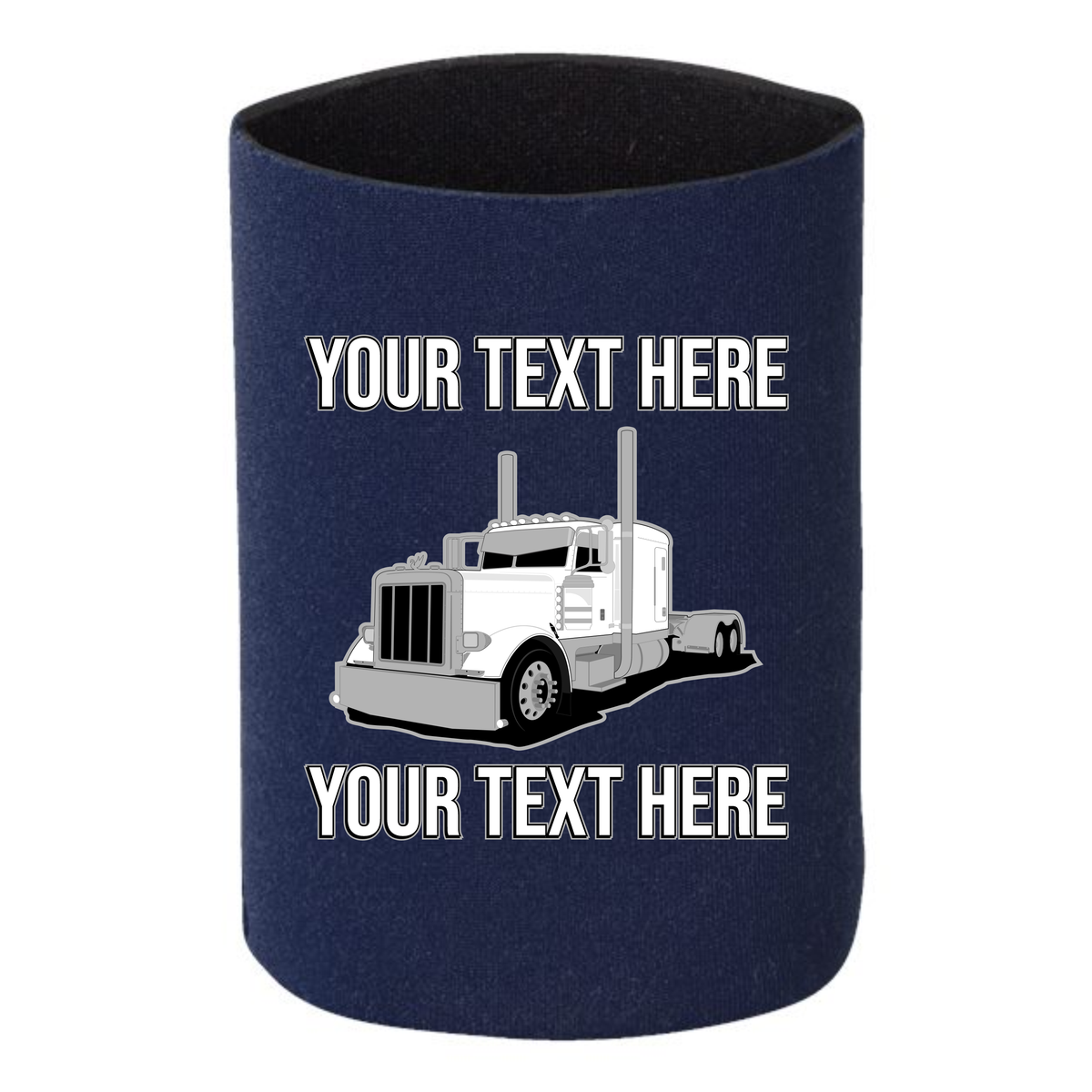 Peterbilt 389 Full Truck - 1 DOZEN Can Cooler Koozies - Your Text Here - Free Shipping