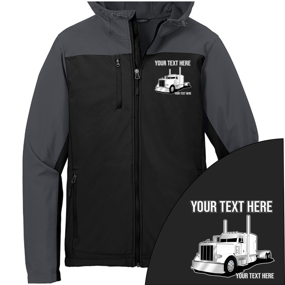 Peterbilt - Your Text Here - Port Authority Hooded Core Soft Shell Jacket -Free Shipping