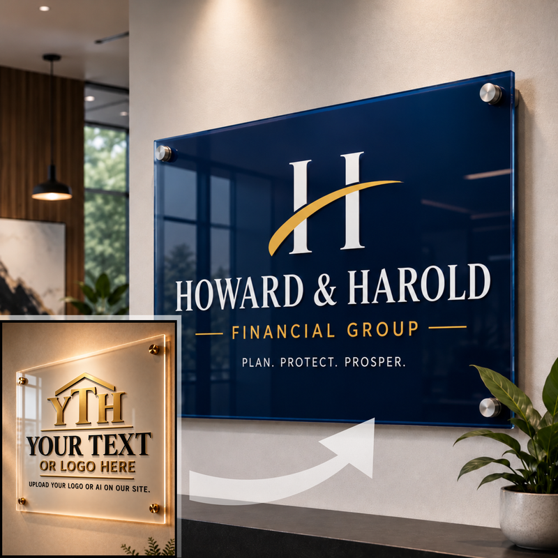 Acrylic Sign Horizontal Rectangle  - Your Logo or Text Here - Free Shipping