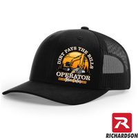 Dirt Pays the Bills -RICHARDSON 112 - Excavator - Snapback Trucker Hat - Free Shipping