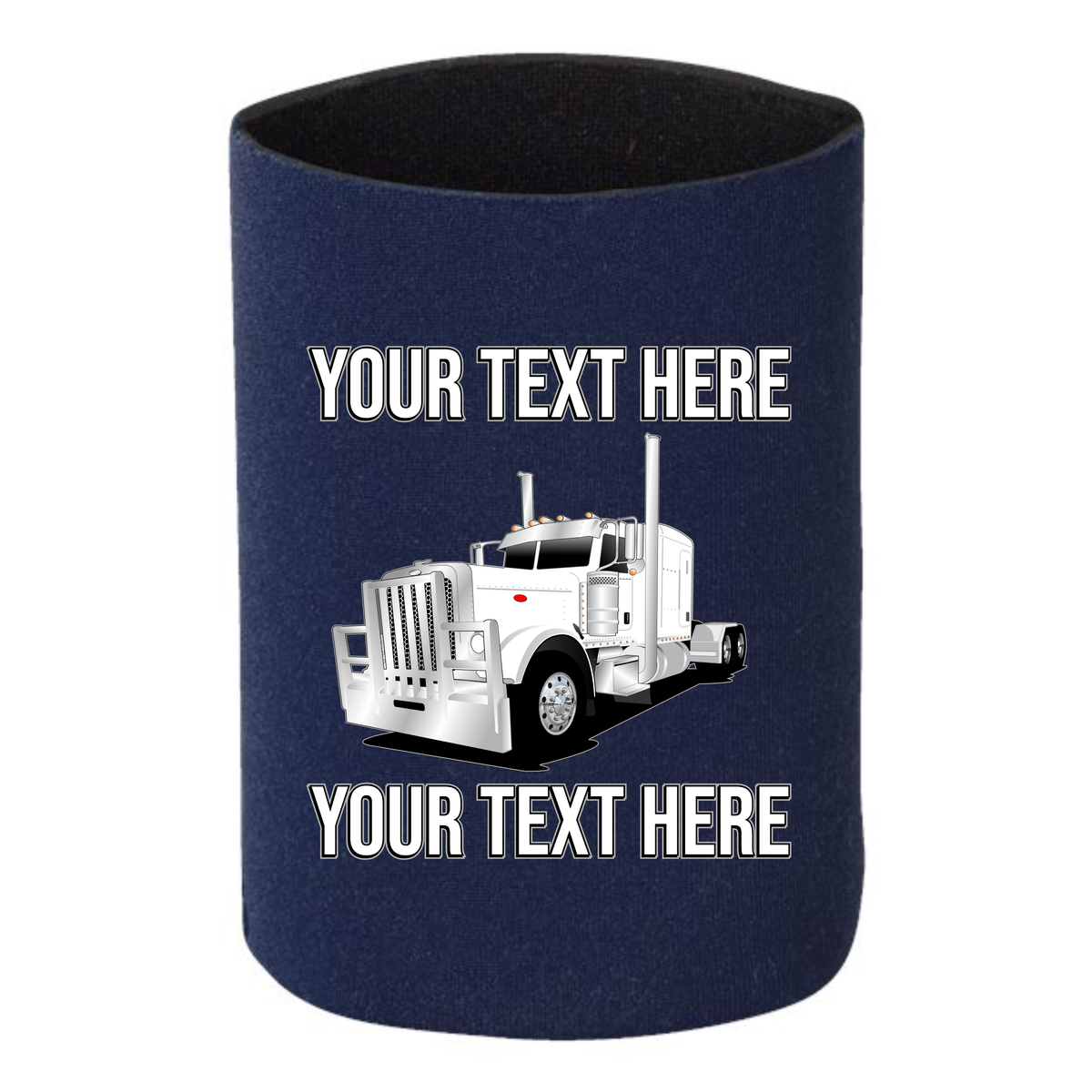 Peterbilt 389 - Round Headlights - Guard - 1 DOZEN Can Cooler Koozies  - Your Text Here - Free Shipping