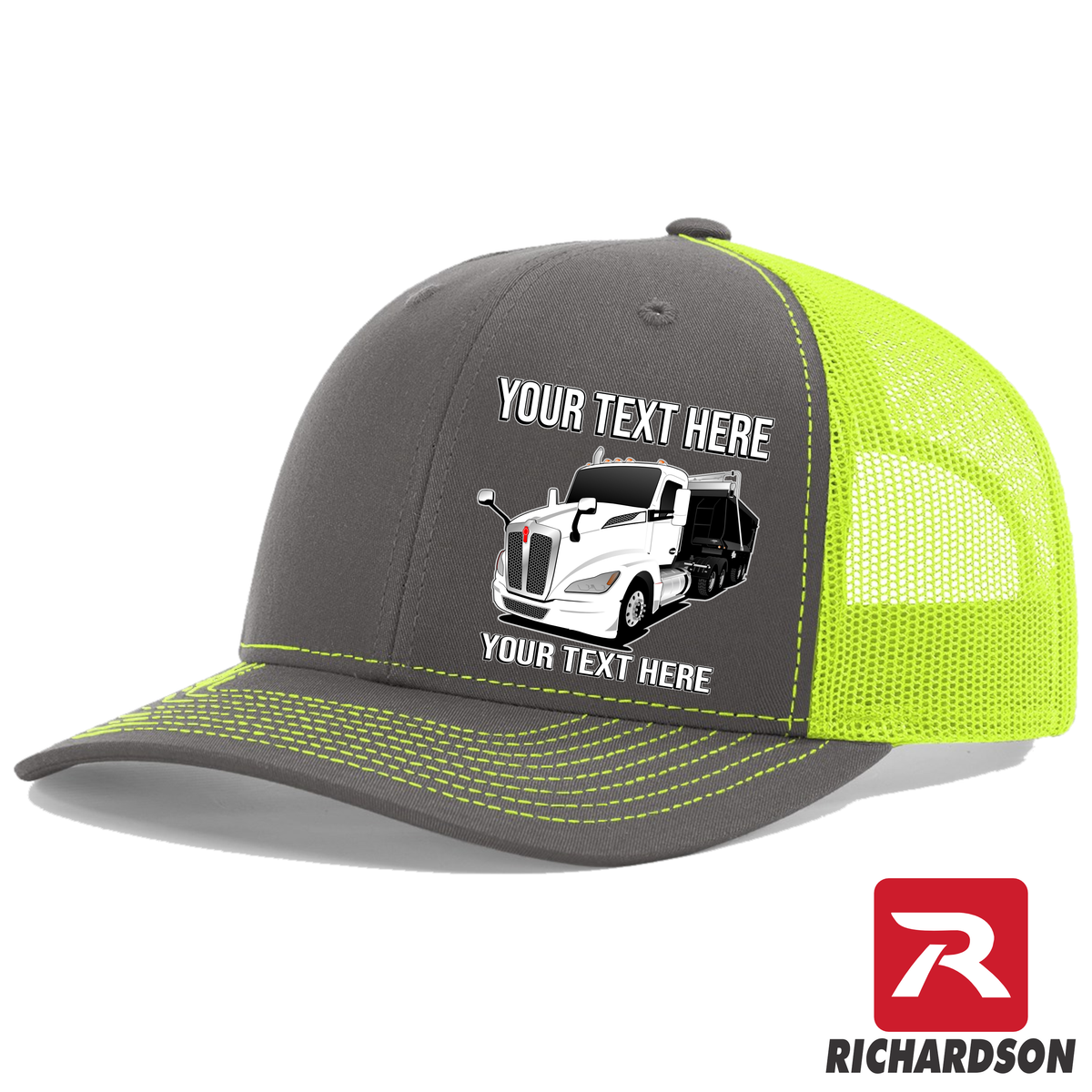 RICHARDSON 112 - Kenworth T680 Dump Truck  - Your Text Snapback Hats - Free Shipping