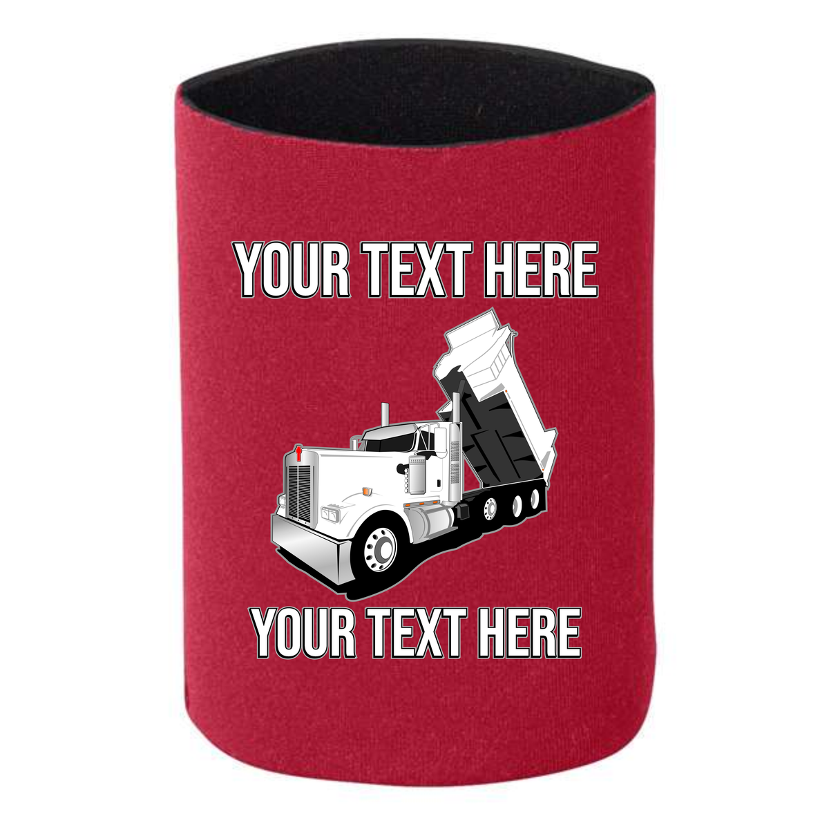 Kenworth W990 Dump Truck - 1 DOZEN Can Cooler Koozies - Your Text Here - Free Shipping