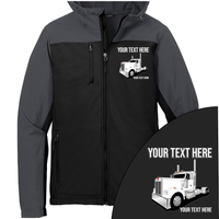 Kenworth W900 Day Cab - Your Text Here - Port Authority Hooded Core Soft Shell Jacket -Free Shipping