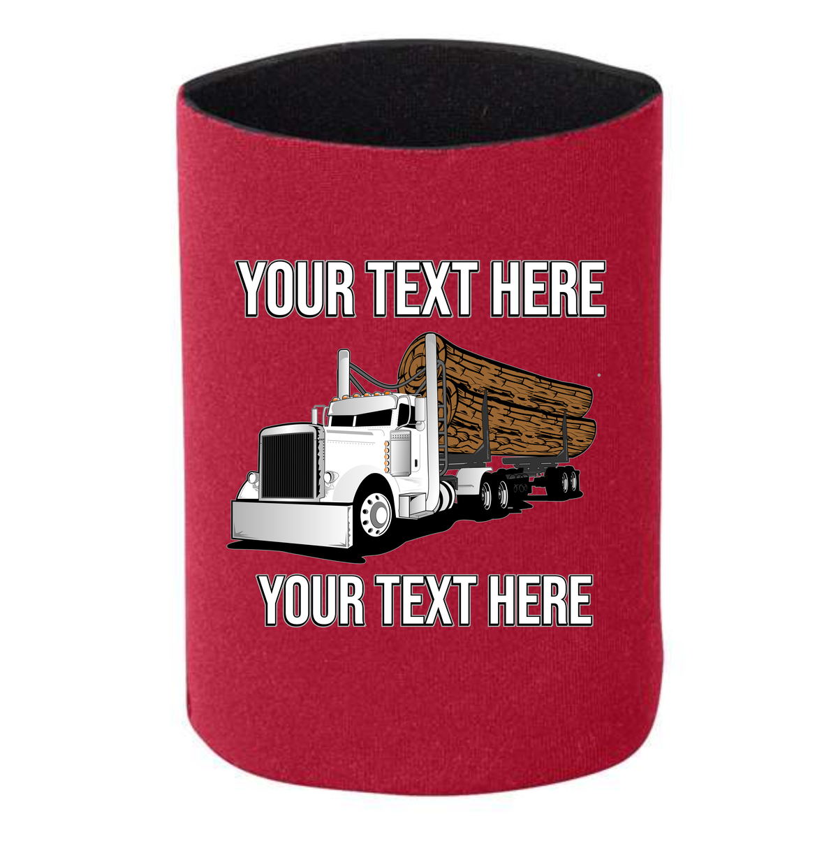 Peterbilt 379 Log Hauler - 1 DOZEN Can Cooler Koozies  - Your Text Here - Free Shipping