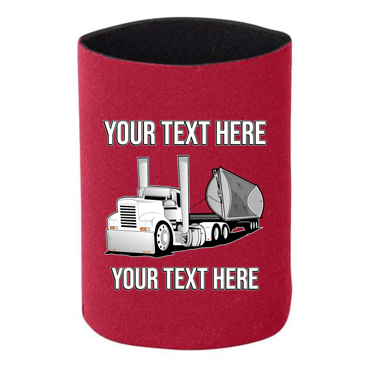 Side Dump Truck - 1 DOZEN Can Cooler Koozies - Your Text Here - Free Shipping