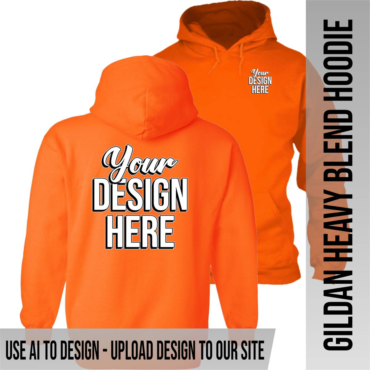 Your Text or Design Here - Left Chest & Back - Gildan Hoodie