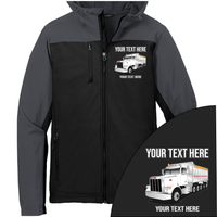 Peterbilt 357 Dump Truck - Your Text Here - Port Authority Hooded Core  Soft Shell Jacket -Free Shipping