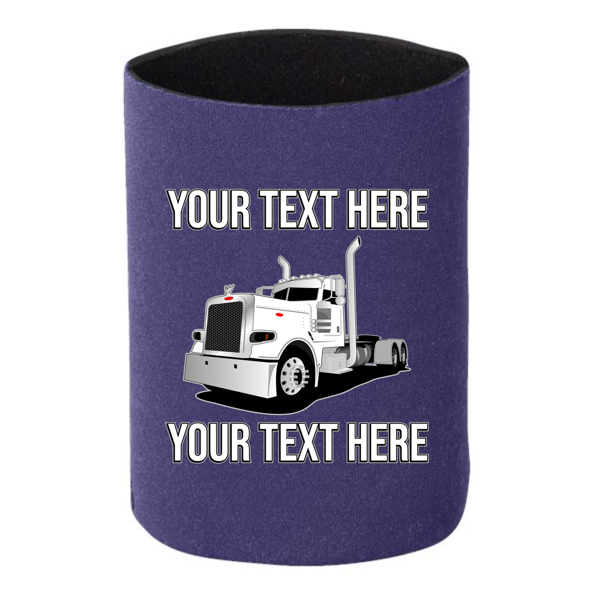 Peterbilt 389 Day Cab - 1 DOZEN Can Cooler Koozies - Your Text Here - Free Shipping