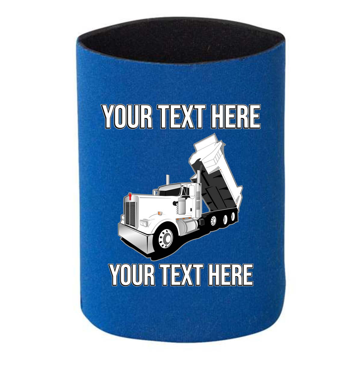 Kenworth W990 Dump Truck - 1 DOZEN Can Cooler Koozies - Your Text Here - Free Shipping