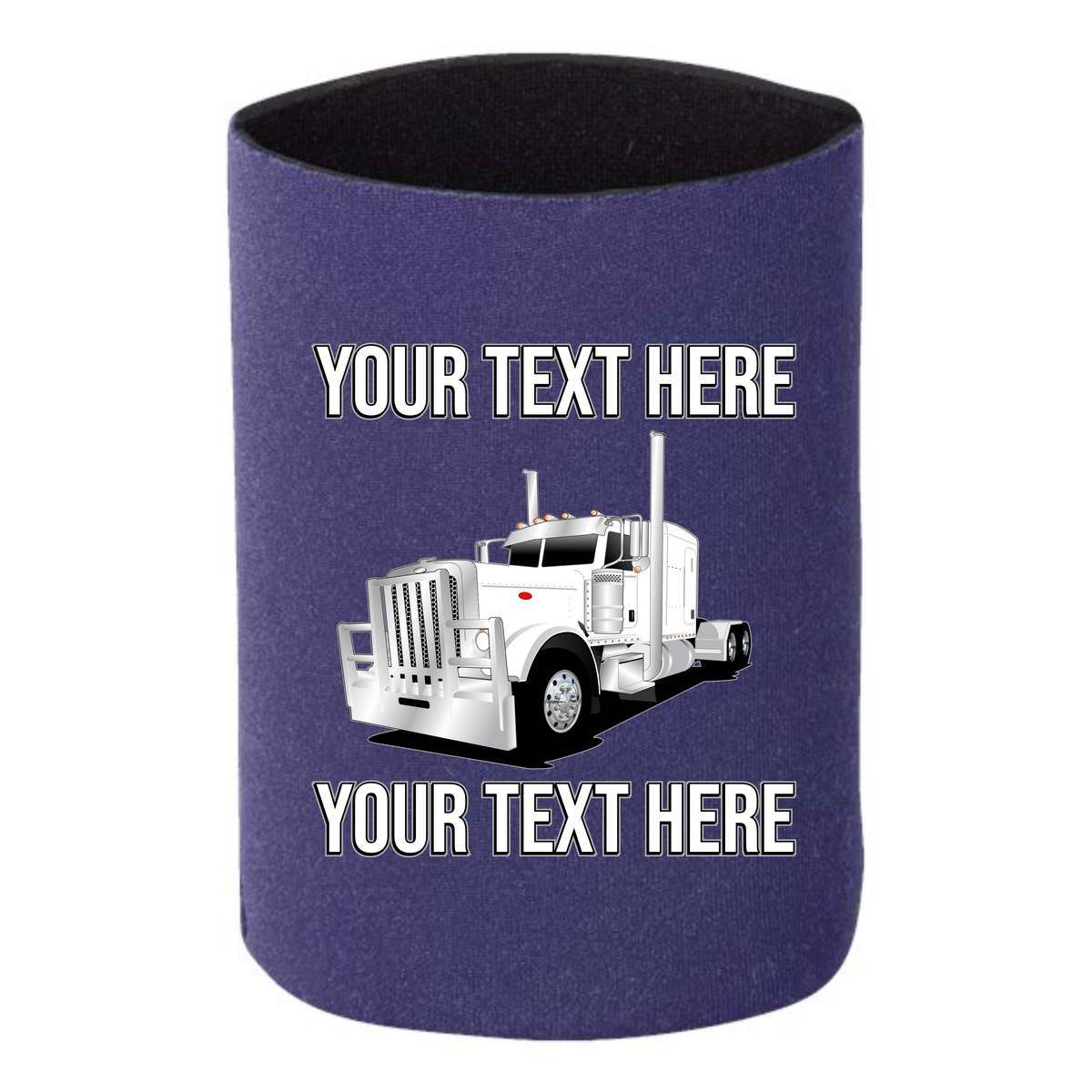 Peterbilt 389 - Round Headlights - Guard - 1 DOZEN Can Cooler Koozies  - Your Text Here - Free Shipping