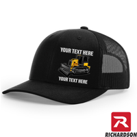 Bull Dozer  - Your Text Here - Richardson 112 Trucker Snapback Hats - Free Shipping