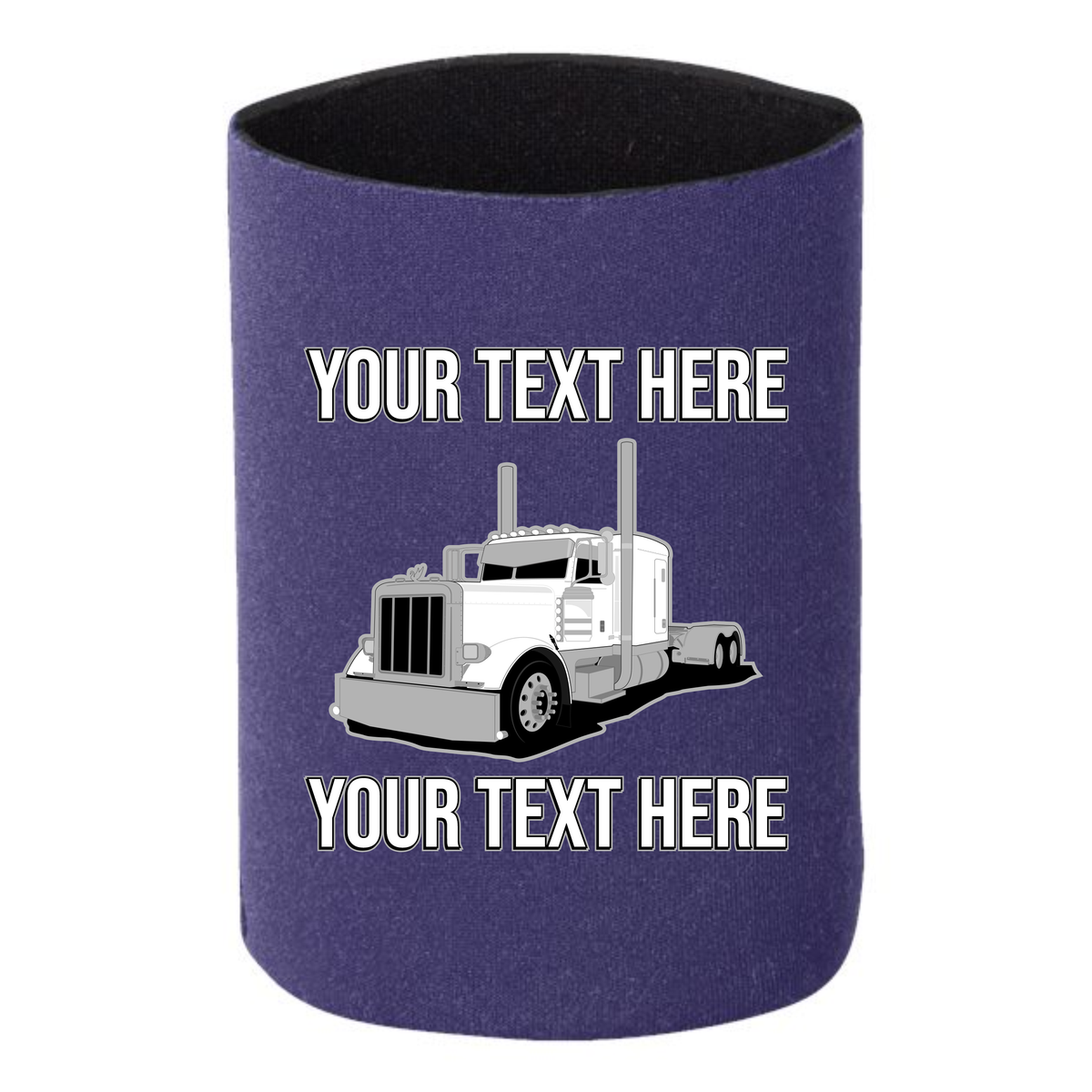 Peterbilt 389 Full Truck - 1 DOZEN Can Cooler Koozies - Your Text Here - Free Shipping