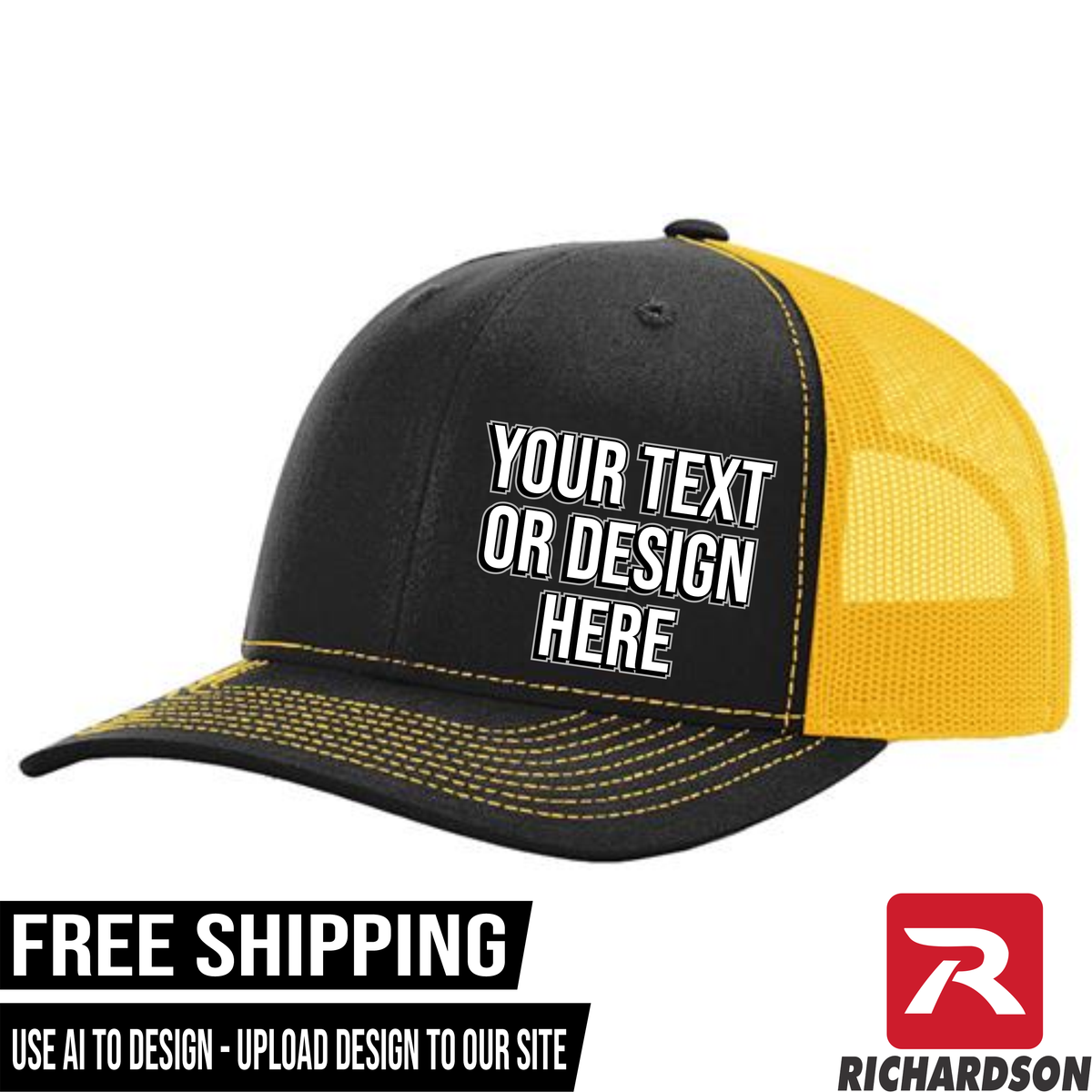 Your Text or Design Here - Richardson 112 6 Panel Hat - Free Shipping
