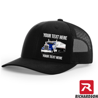Kenworth W900 Day Cab Dump Trailer -  Richardson 112 Trucker Hat - Your Text Here - Free Shipping