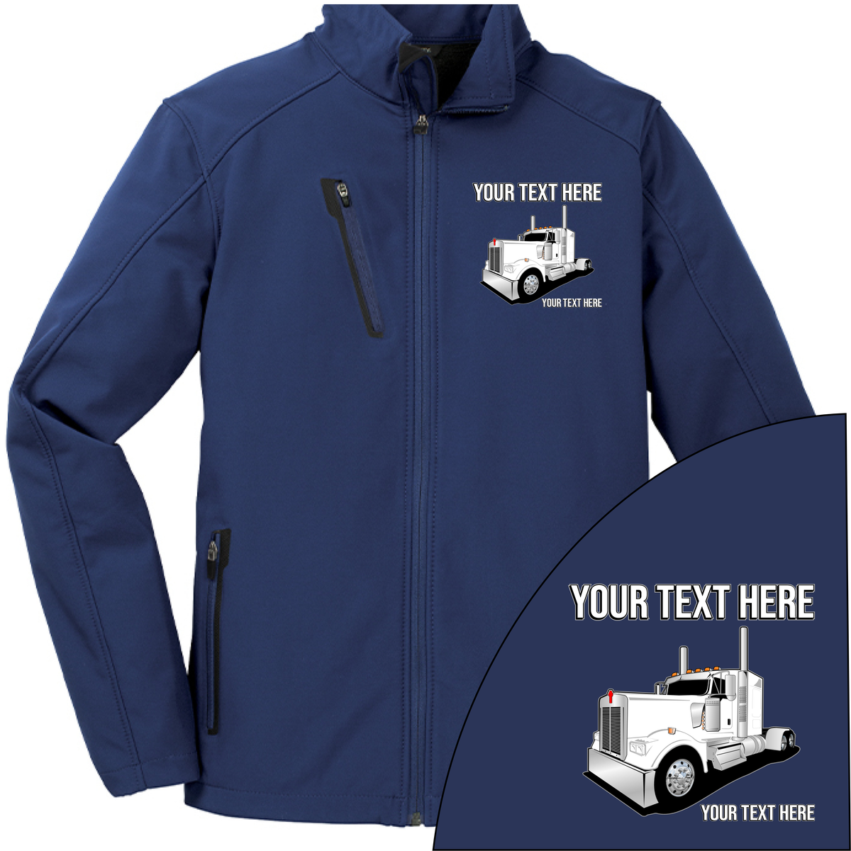 Kenworth Full Truck - Your Text Here - Port Authority ® Welded Soft Shell Jacket NO HOOD - Free Shipping