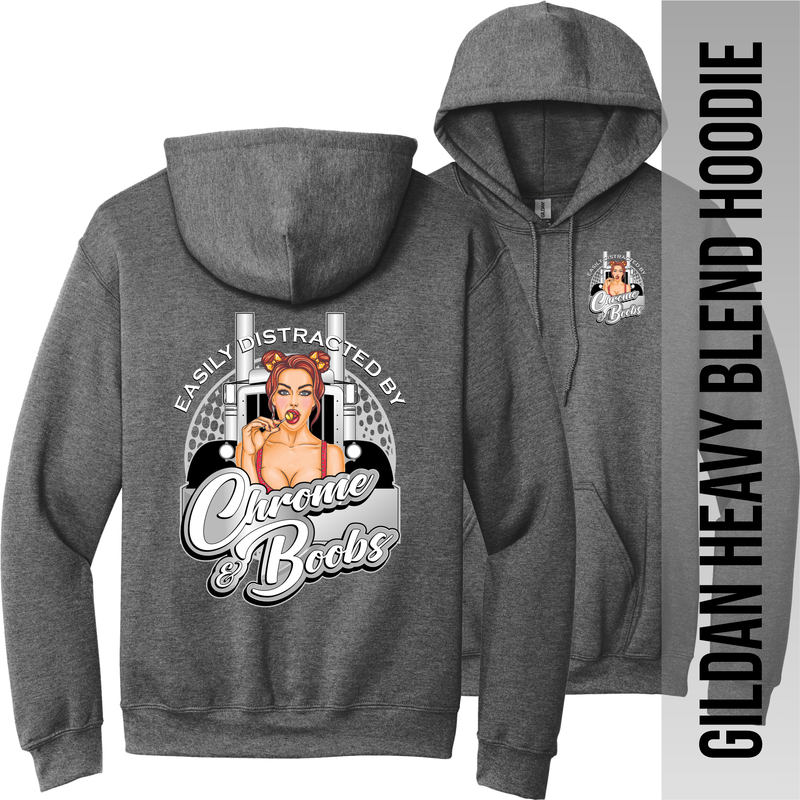 Easily Distracted by Chrome n Boobs - Peterbilt - Hoodie