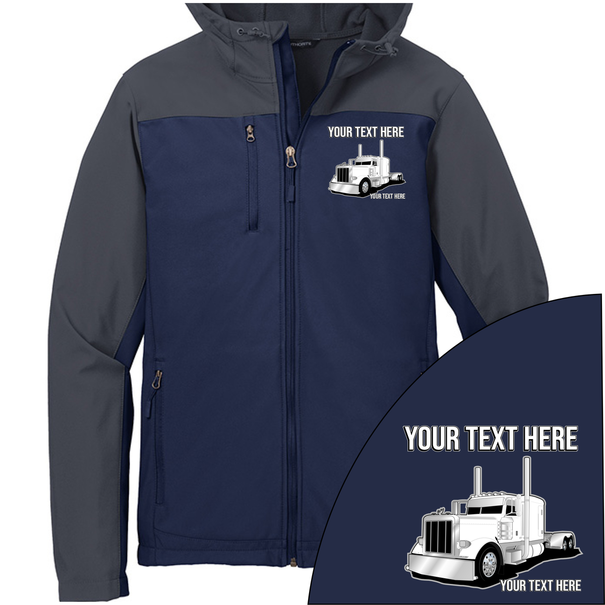 Peterbilt - Your Text Here - Port Authority Hooded Core Soft Shell Jacket -Free Shipping