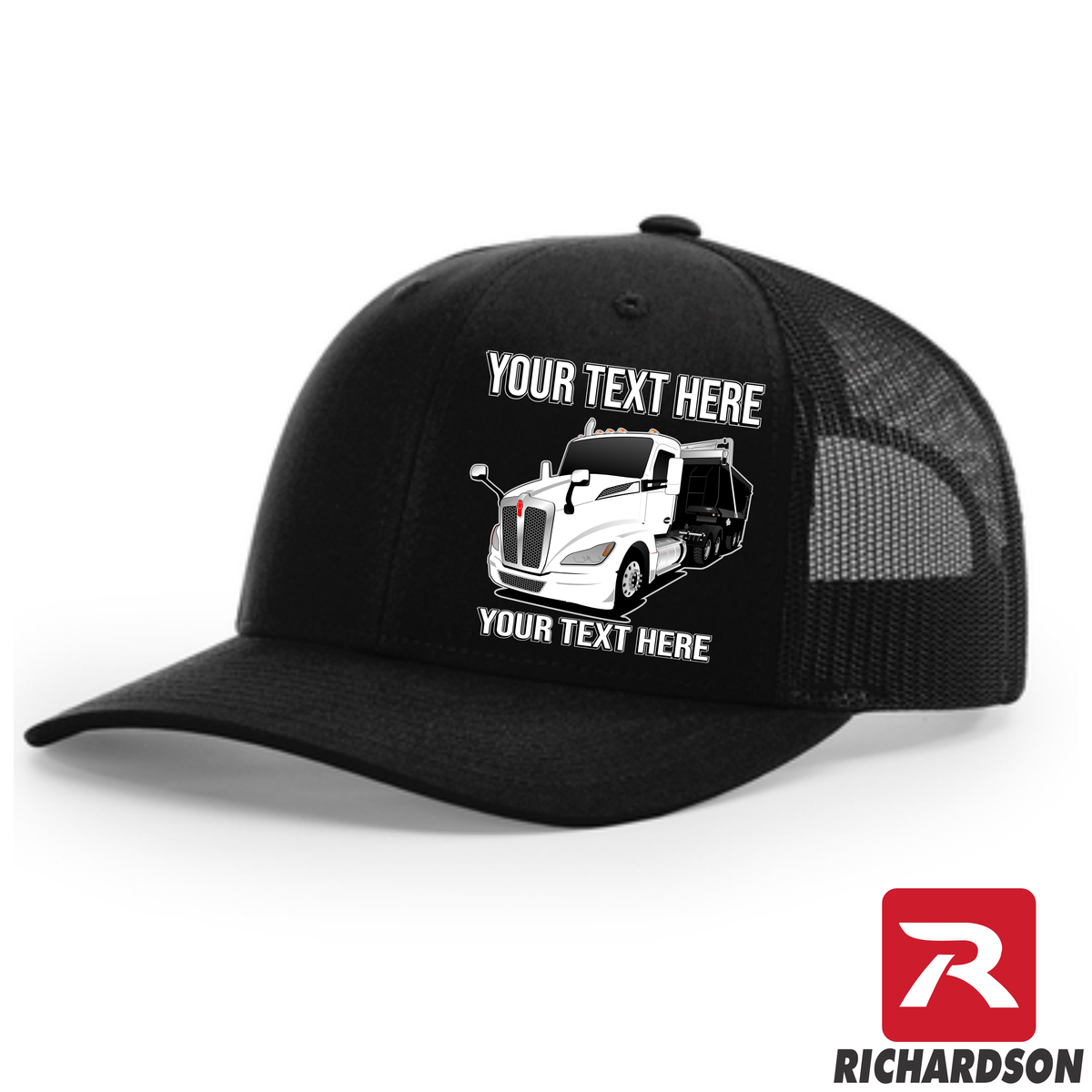 RICHARDSON 112 - Kenworth T680 Dump Truck  - Your Text Snapback Hats - Free Shipping