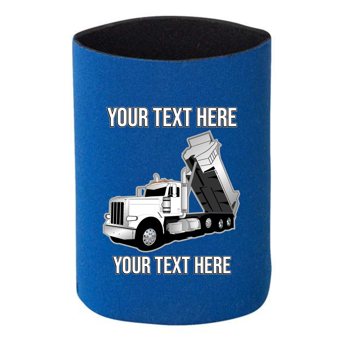 Peterbilt Dump Truck - 1 DOZEN Can Cooler Koozies - Your Text Here - Free Shipping