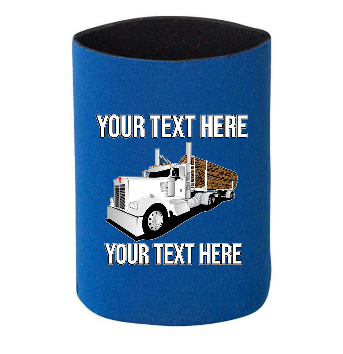 Kenworth Log Hauler - 1 DOZEN Can Cooler Koozies - Your Text Here - Free Shipping