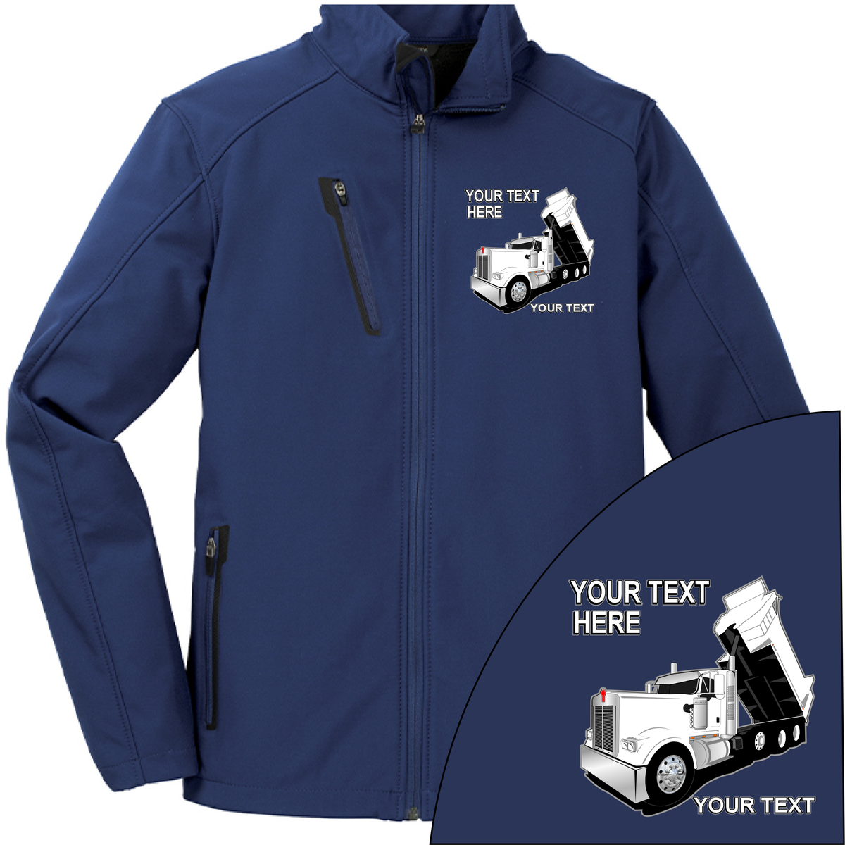 Kenworth Dump Truck - Your Text Here - Port Authority ® Welded  Soft Shell Jacket NO HOOD - Free Shipping